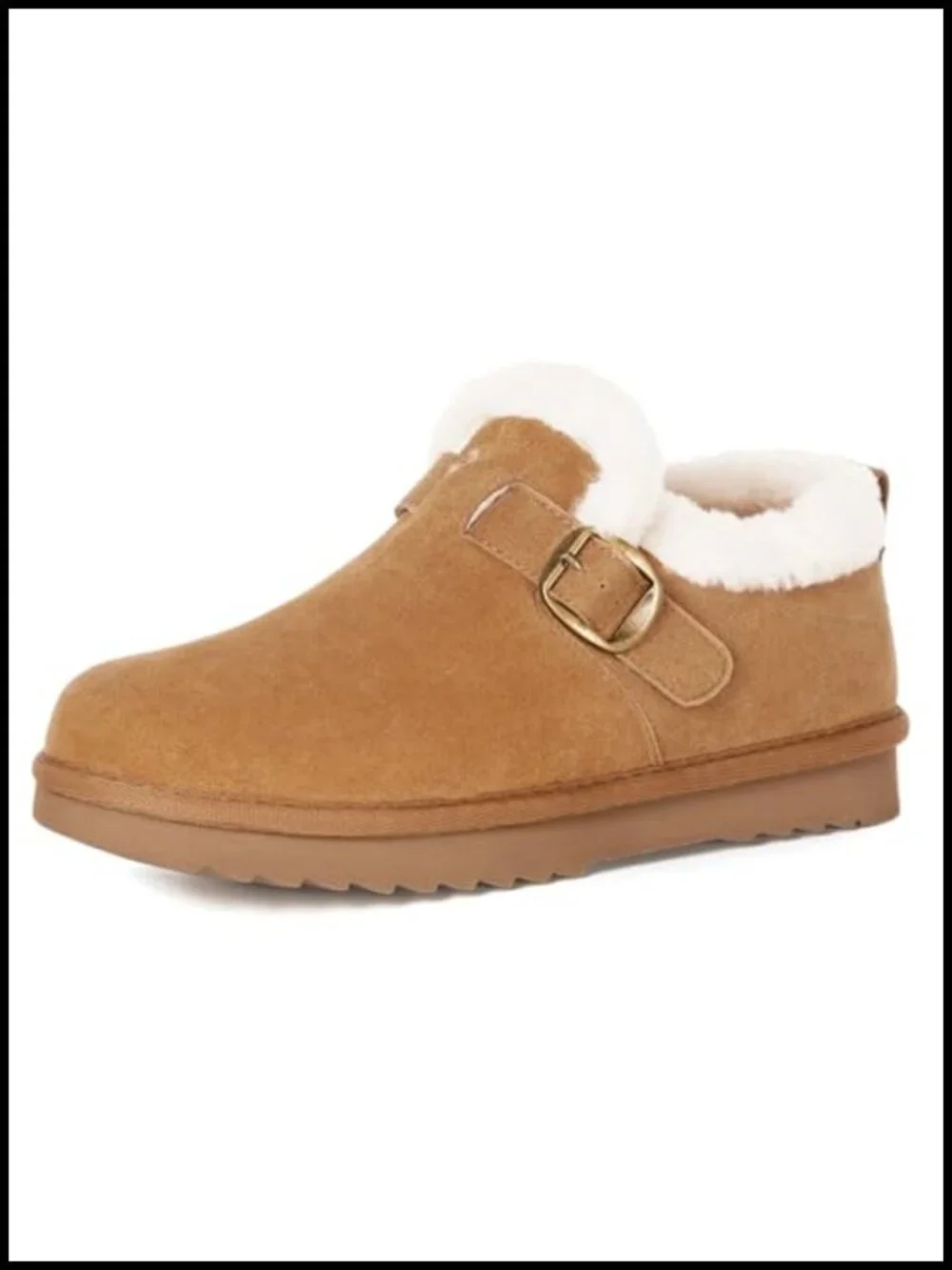 Women's Faux Fur Lined Suede Ankle Snow Boots Memory Foam Non Slip